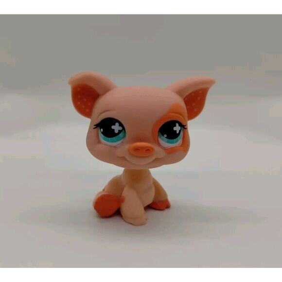Littlest Pet Shop-Calico Critters-Pink Pig LPS #662 Blue Eyes Mud Hasbro - Picture 1 of 7